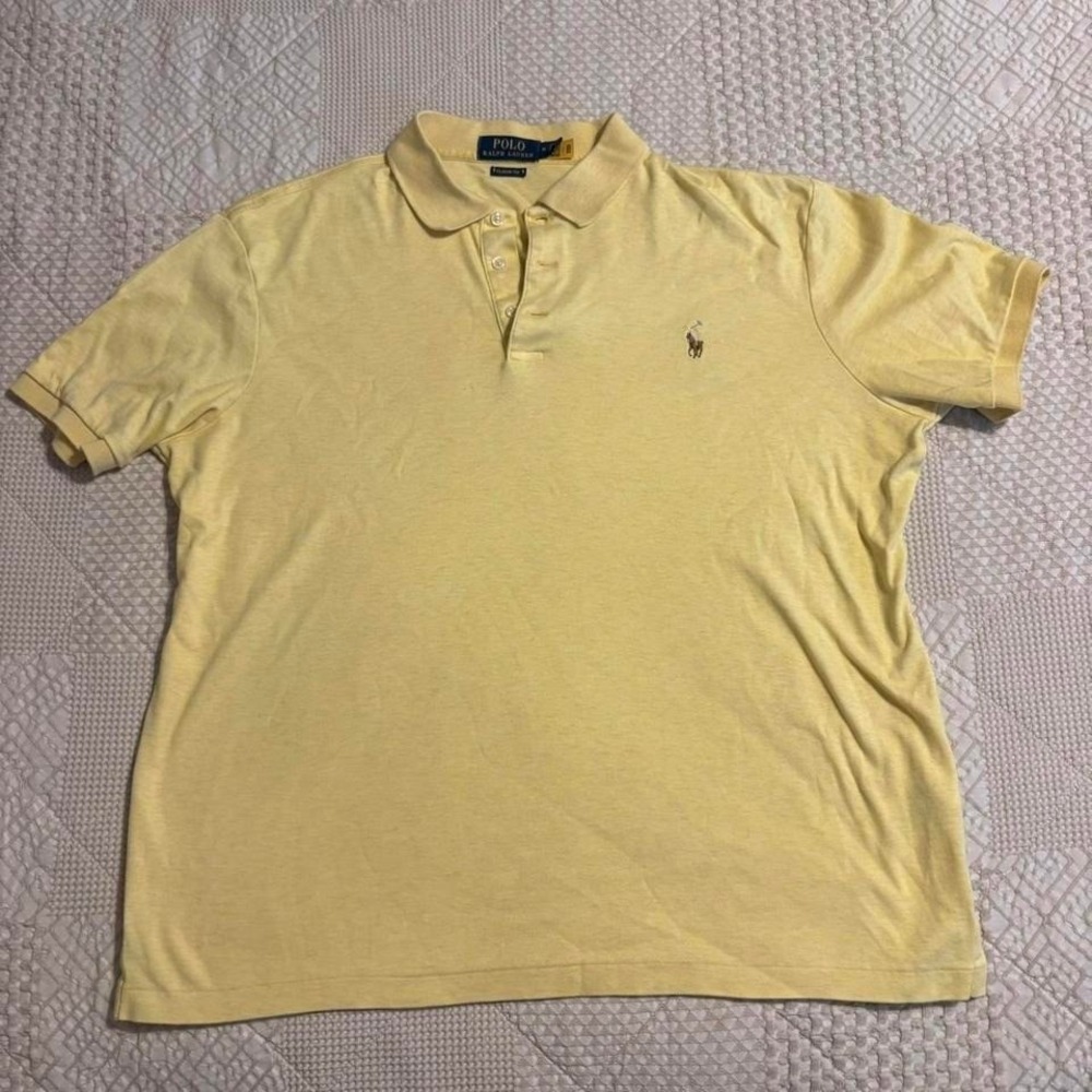 VTG Ralph Lauren butter yellow polo shirt